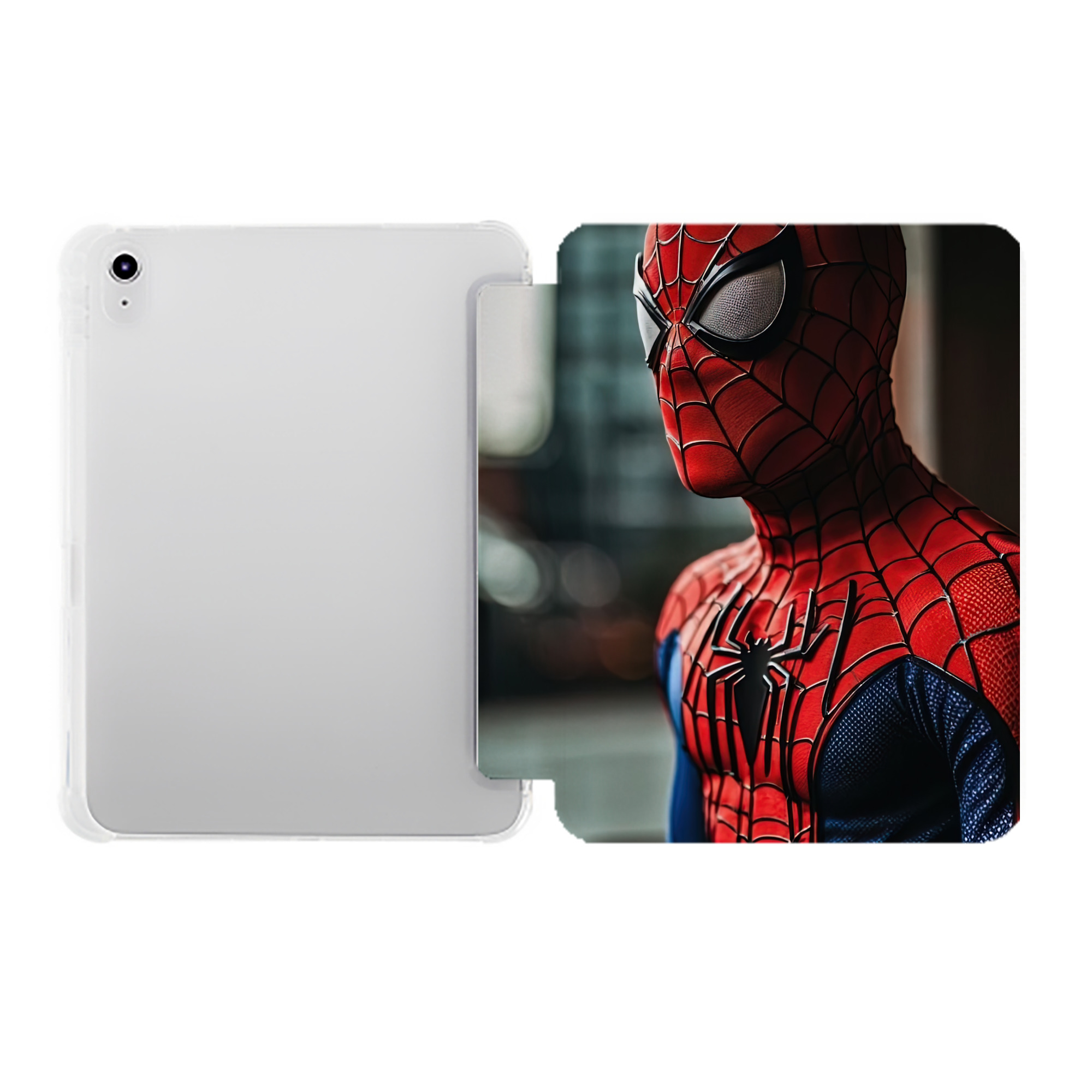 （画像用） Spider Man スパイダーマン IPad ケース ペン収納付き 三つ折りスタンド PUレザー×シリコン 対応機種9.5/10.5/10.9インチ